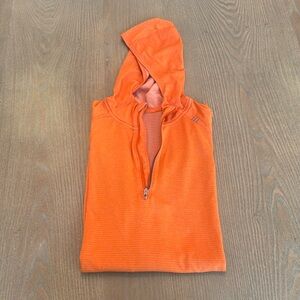 Lululemon orange workout shirt with hoodie